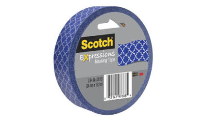 Scotch Expressions Masking Tape, 0.94 Inch x 20 Yards, Blue Quatrefoil