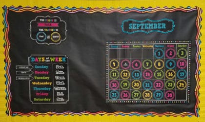 Chalkboard Brights Calendar Bulletin Board