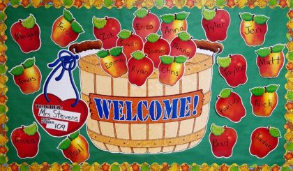 Welcome! Giant Apple Basket Bulletin Board