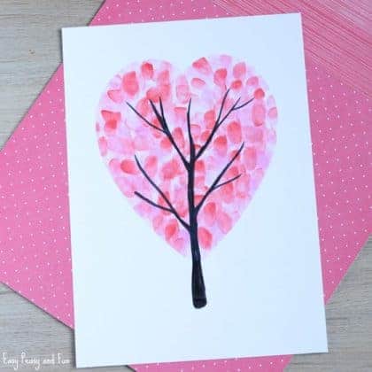 Valentine's Fingerprint Heart Tree Kids Craft