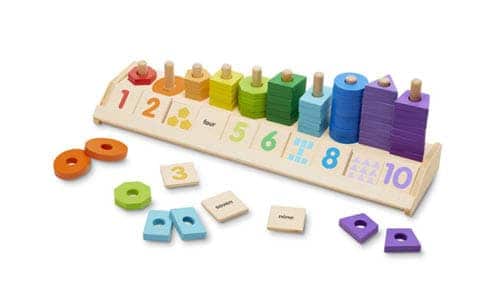 Melissa and Doug Wooden Counting Shapes Stacker