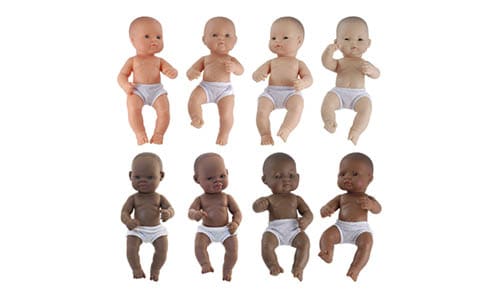 set of 8 multicultural newborn baby dolls