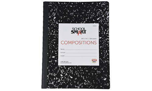 School Smart Semi-Stiff Ruled Composition Book, 9-3/4 x 7-1/2 Inches, 100 Sheets