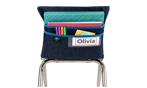 Aussie Pouch Chair Pocket, , 2-Pocket and Name Tag Slot, Extra Large, Blue Trim