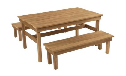 Childcraft Outdoor Table and Bench Set, 48 in x 30 in x 24 in H