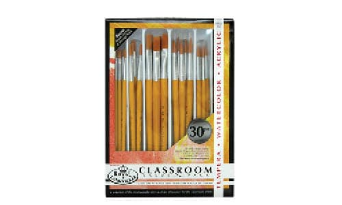 Royal Brush Taklon Hair Classroom Value Pack, Assorted Size, Pack of 30