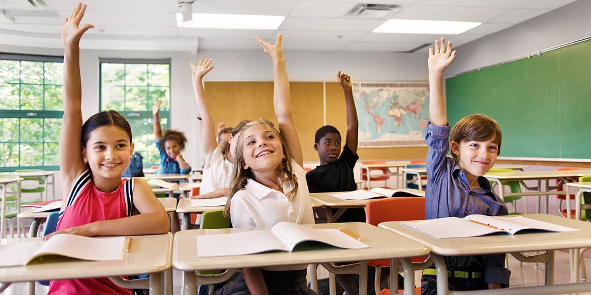 school kids in learning environment