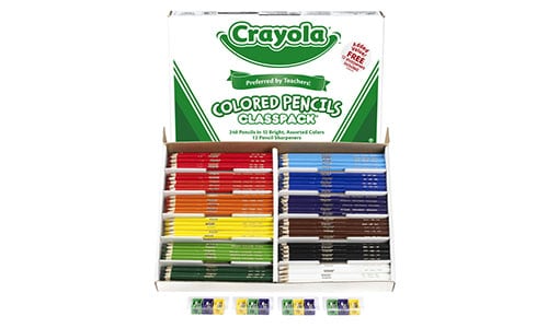crayola colored pencils with sharpeners