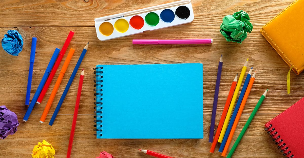 colorful classroom art supplies
