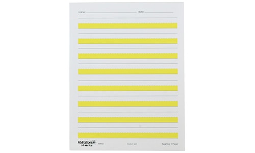 paper for beginning handwriting with alternating white and yellow lines, 100 sheets