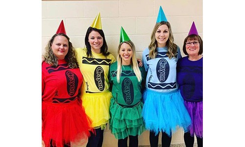teachers dressed as crayons for halloween