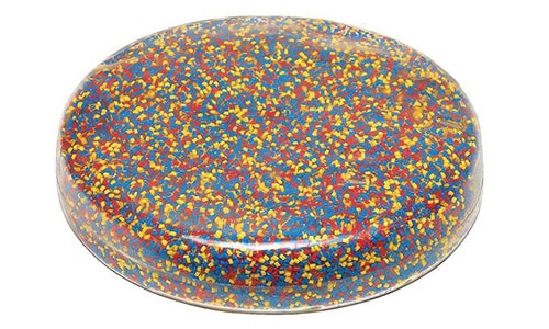 seat cushion filled with colorful beads