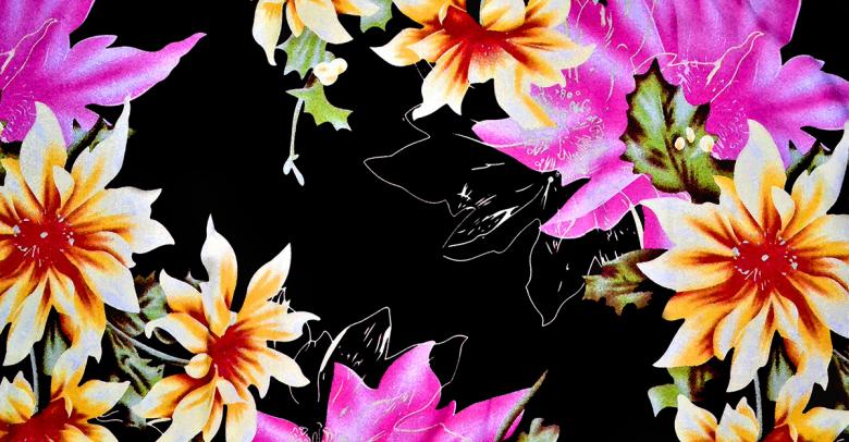 flower painting and sketch art on black paper background