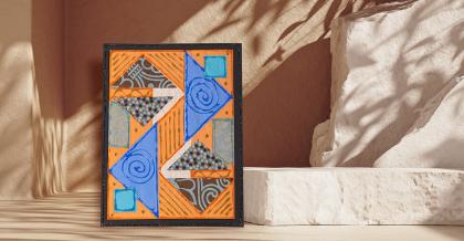 finished glitter collage art piece from lesson plan