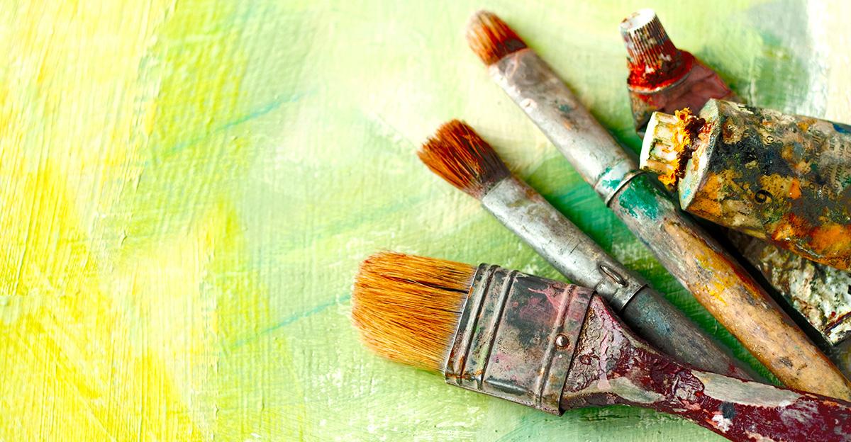 summer art paint colors and brushes