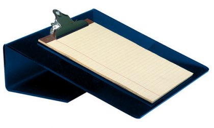 dark blue slanted clipboard with yellow legal pad
