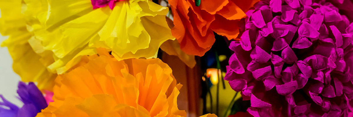 colorful bunched paper flowers