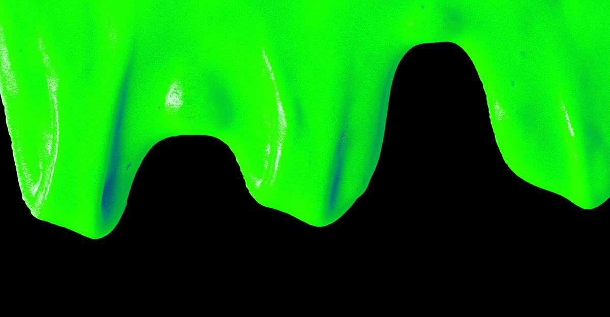 neon green slime on a black background