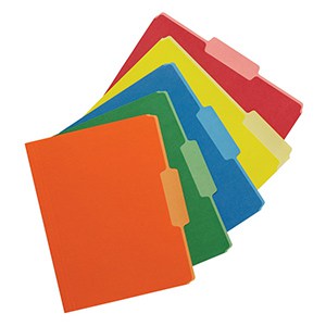 5 assorted color file folders