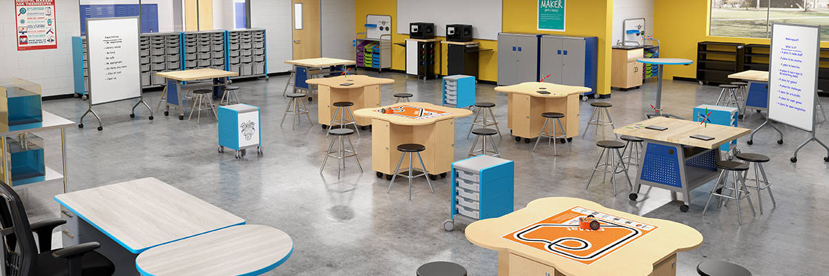 rendering of classroom makerspace design