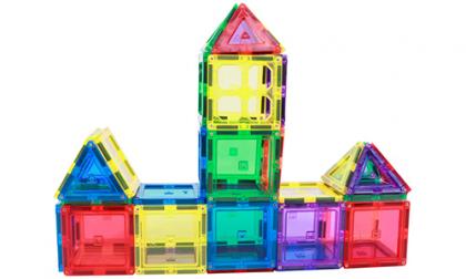 colorful magnetic toys shaped into a house