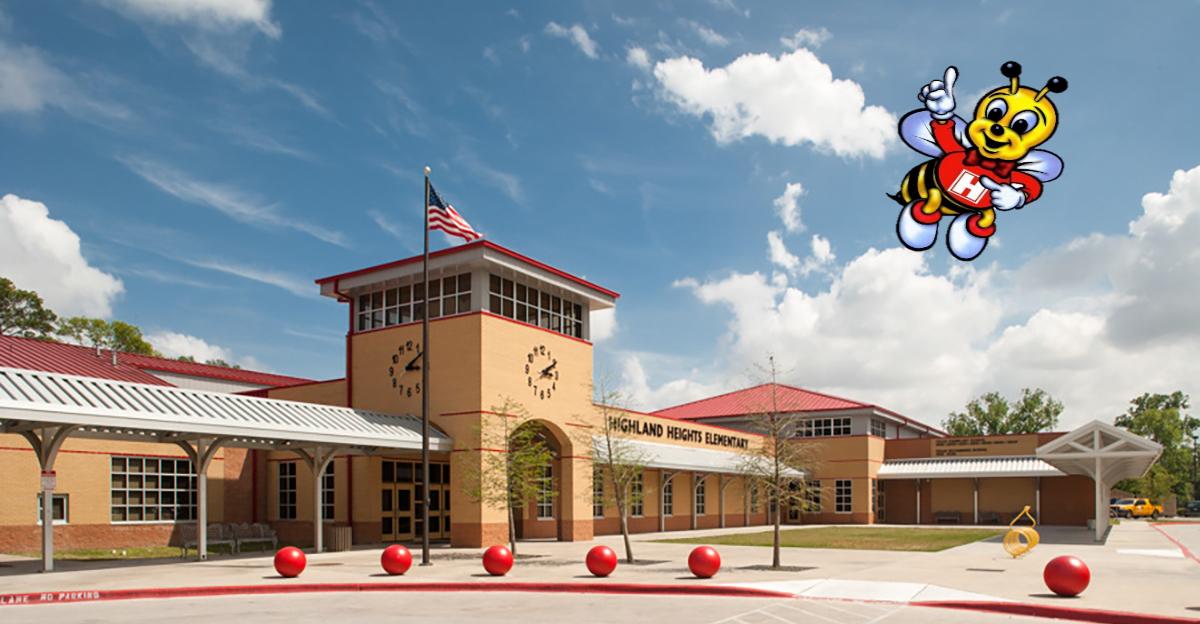 outside image of highland heights elementary school, logo of school in the corner