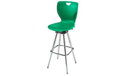tall green swivel stool with back