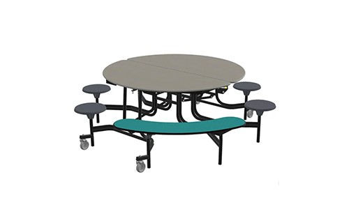 cafeteria table with attachd benches and stools