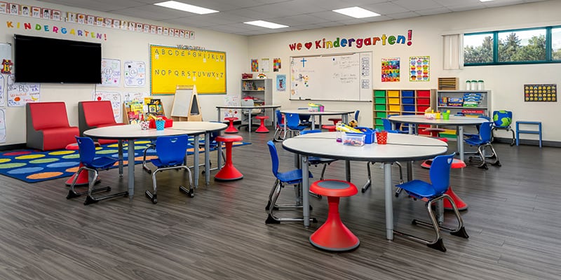 isaac school district elementary classroom with configurable tables and active seating