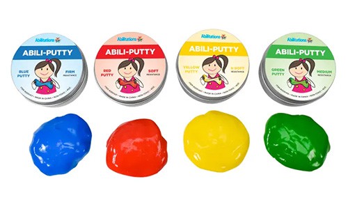 four colors of play putty used for sensory input
