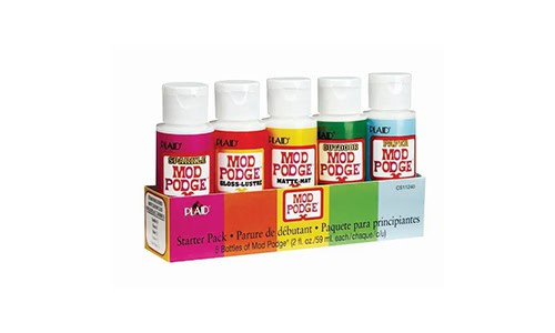 mod podge starter pack with 5 varieties in small bottles