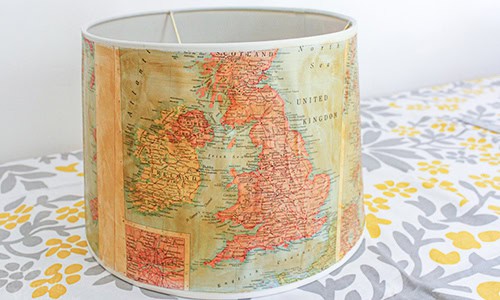 lampshade decorated with a map