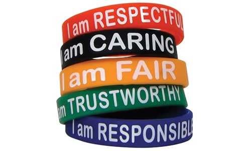 set of bracelets with uplifting phrases