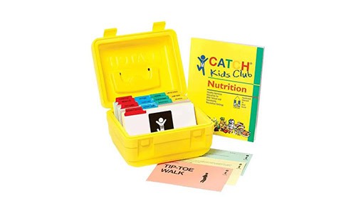 yellow box with labeled cards in it and a yellow book