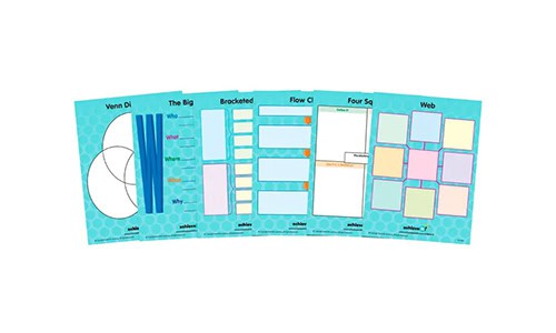 set of teal graphic organizer pages