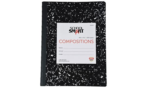 black and white speckled composition notebook