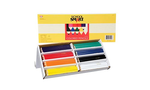 assorted colored pencils in a box