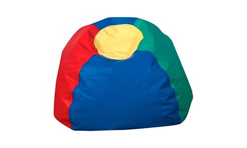 round bean bag chair in rainbow colors