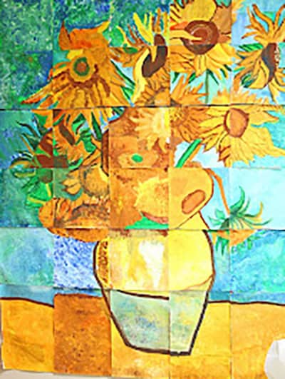 mural collaborative art project based on van gogh painting