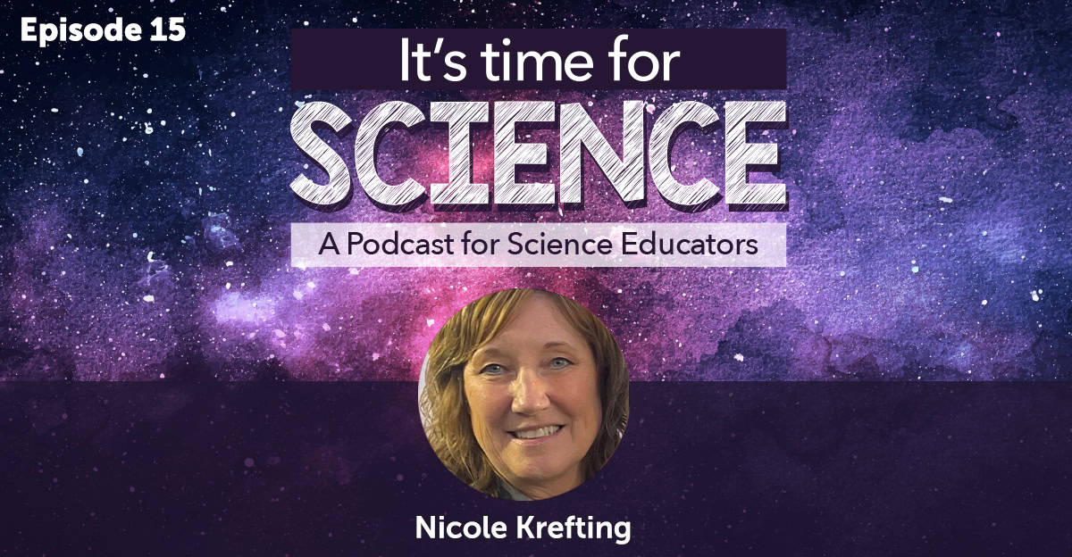 blog graphic for science podcast, night sky background