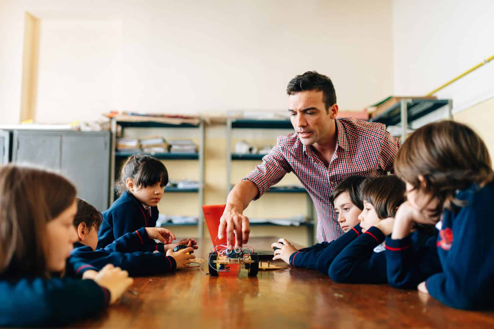 Elementary Students working on STEM Project at school